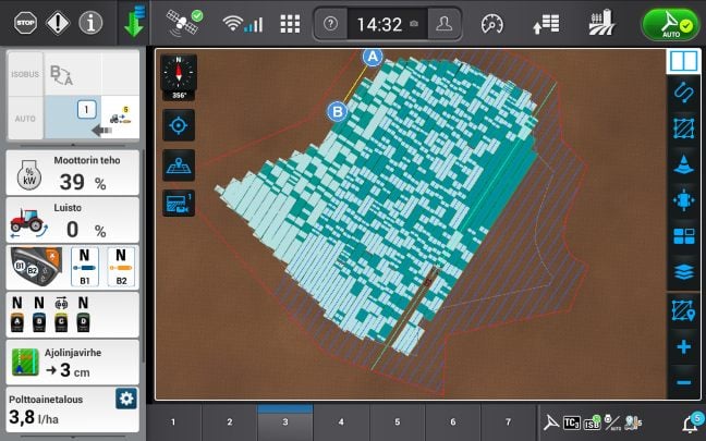 Kuvankaappaus Intelliview 12-monitorista kylvön aikana